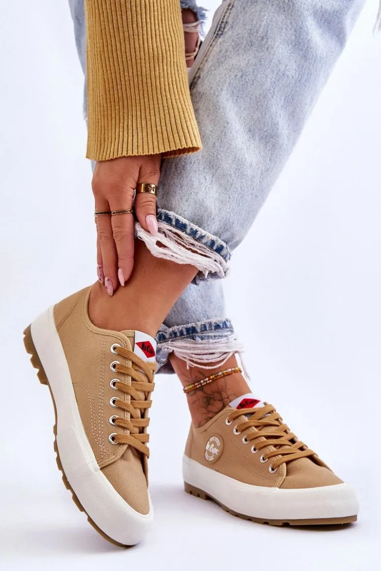 Lee Cooper Trampki Damskie Niskie*Niskie Damskie Trampki Na Platformie LCW-23-44-1655L Beżowe