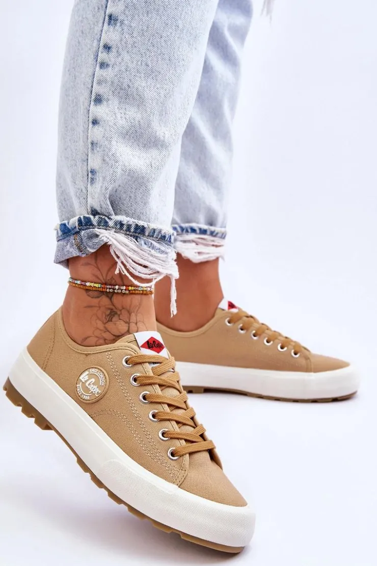 Lee Cooper Trampki Damskie Niskie*Niskie Damskie Trampki Na Platformie LCW-23-44-1655L Beżowe