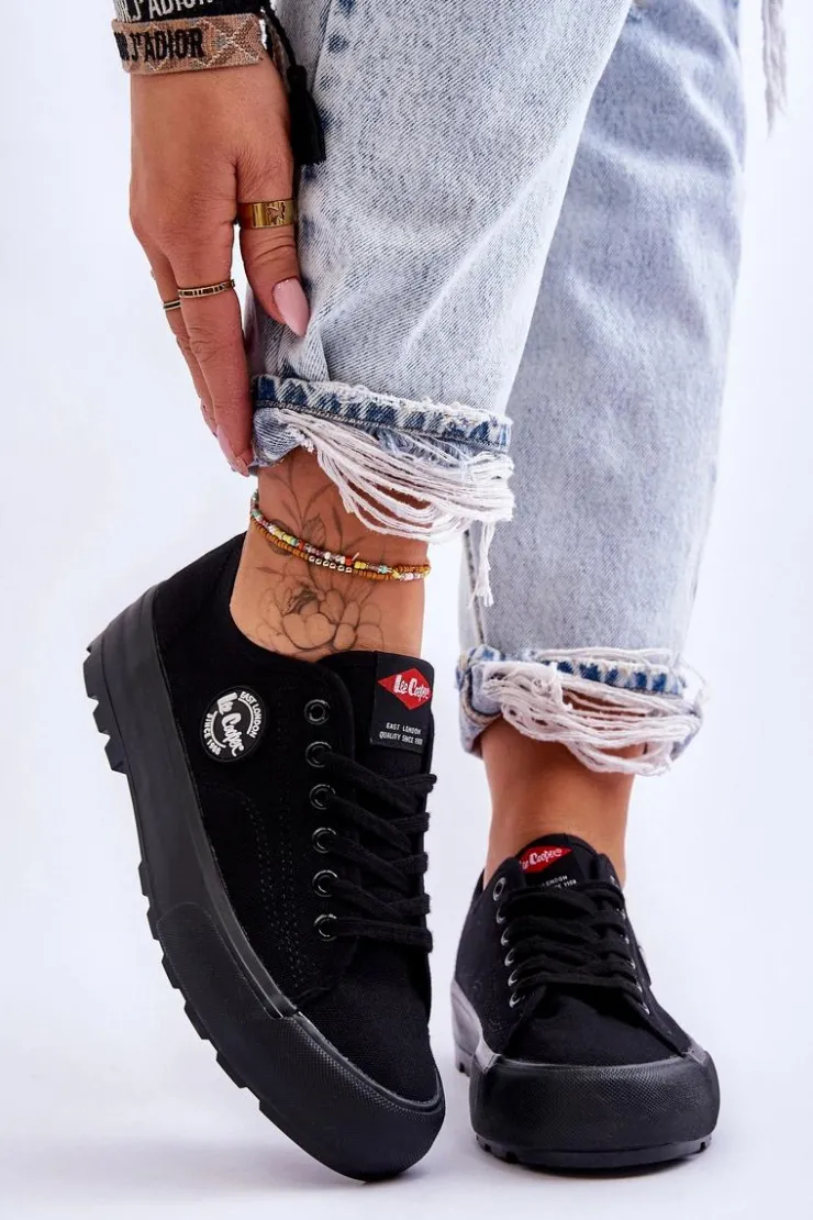 Lee Cooper Niskie Damskie Trampki Na Platformie LCW-23-44-1652L Czarne
