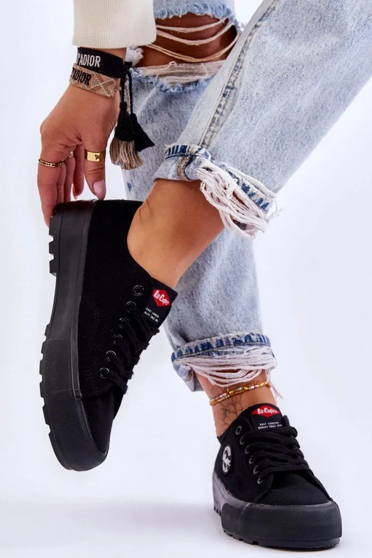 Lee Cooper Niskie Damskie Trampki Na Platformie LCW-23-44-1652L Czarne