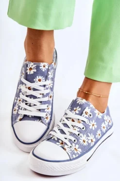 Damskie Boto Niskie Damskie Trampki W Kwiaty Niebieskie Janey
