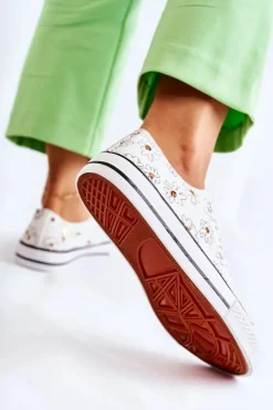 Online Boto Niskie Damskie Trampki W Kwiaty Białe Janey