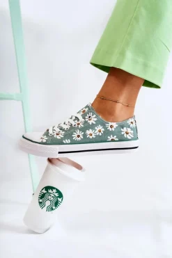 Boto Trampki Damskie Niskie*Niskie Damskie Trampki W Kwiaty Zielone Janey