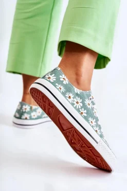 Boto Trampki Damskie Niskie*Niskie Damskie Trampki W Kwiaty Zielone Janey