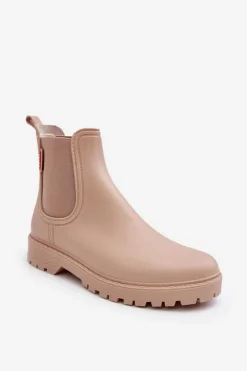 Boto Kalosze Damskie*Niskie Kalosze Damskie Beżowe Birella Beżowy