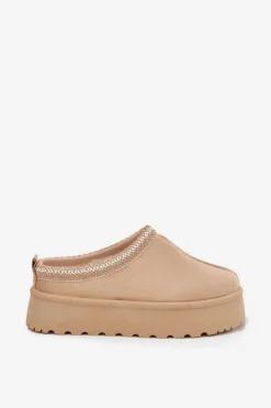 Damskie Boto Niskie Śniegowce Damskie Z Haftem Na Platformie Jasnobeżowe Narirya