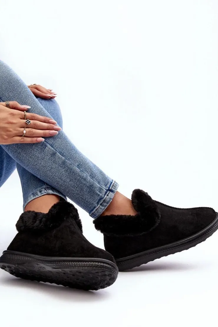 Evento Śniegowce Damskie*Niskie Śniegowce Damskie Z Futerkiem Czarne Pilani