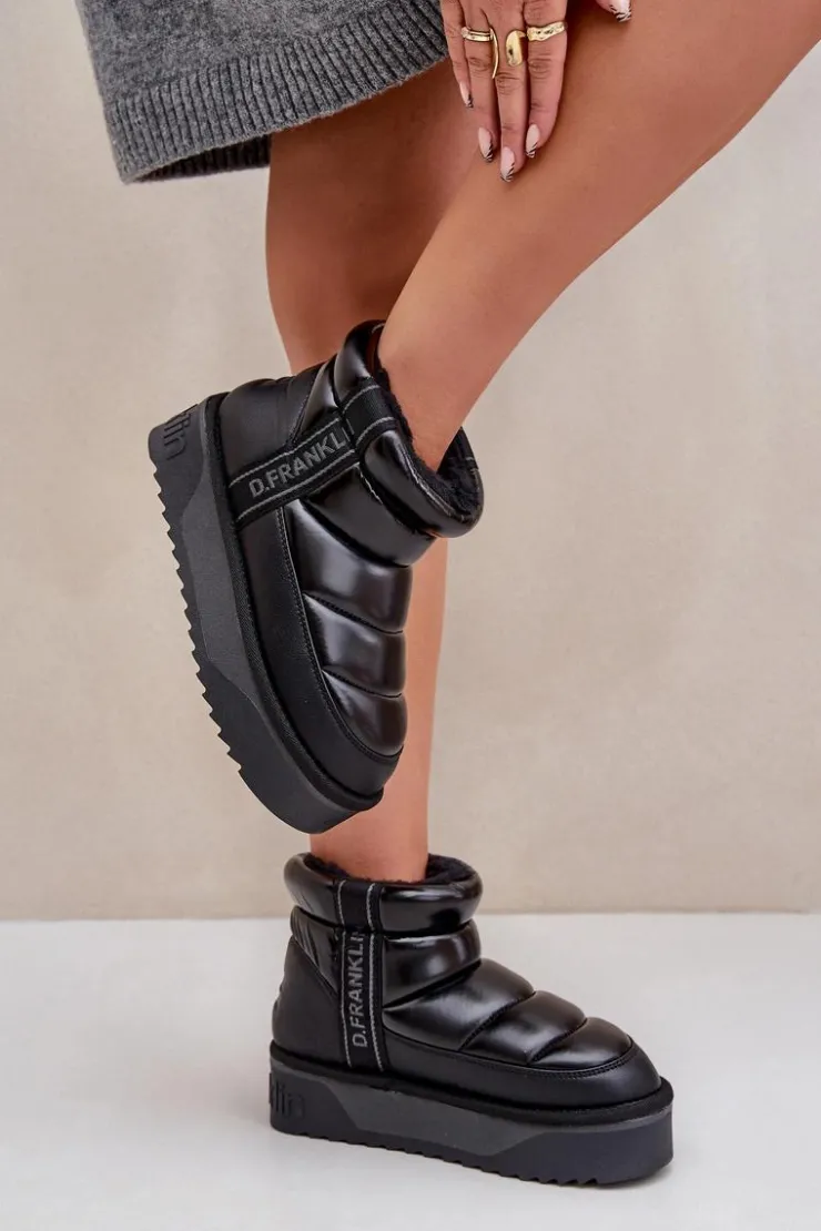 Sale D.Franklin Niskie Śniegowce Na Grubej Podeszwie DFSH371011 Czarne