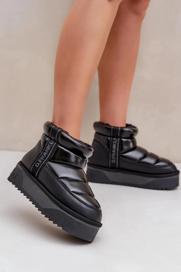 Sale D.Franklin Niskie Śniegowce Na Grubej Podeszwie DFSH371011 Czarne