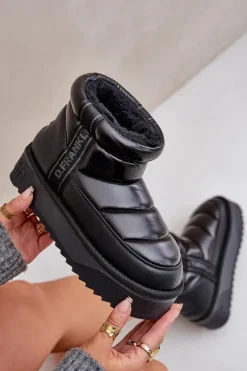 Sale D.Franklin Niskie Śniegowce Na Grubej Podeszwie DFSH371011 Czarne