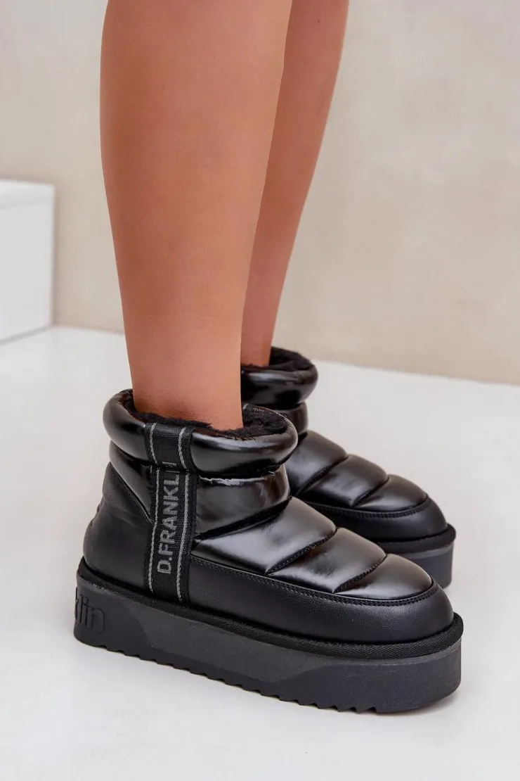 Sale D.Franklin Niskie Śniegowce Na Grubej Podeszwie DFSH371011 Czarne