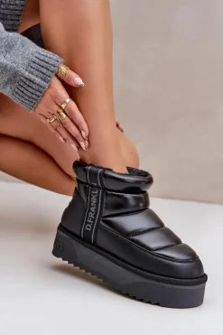 Sale D.Franklin Niskie Śniegowce Na Grubej Podeszwie DFSH371011 Czarne