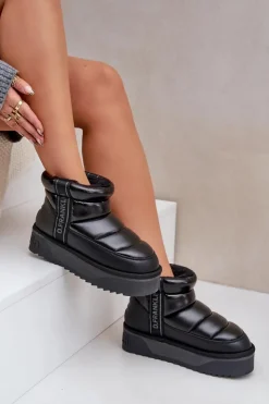 Sale D.Franklin Niskie Śniegowce Na Grubej Podeszwie DFSH371011 Czarne