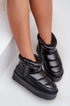 Sale D.Franklin Niskie Śniegowce Na Grubej Podeszwie DFSH371011 Czarne