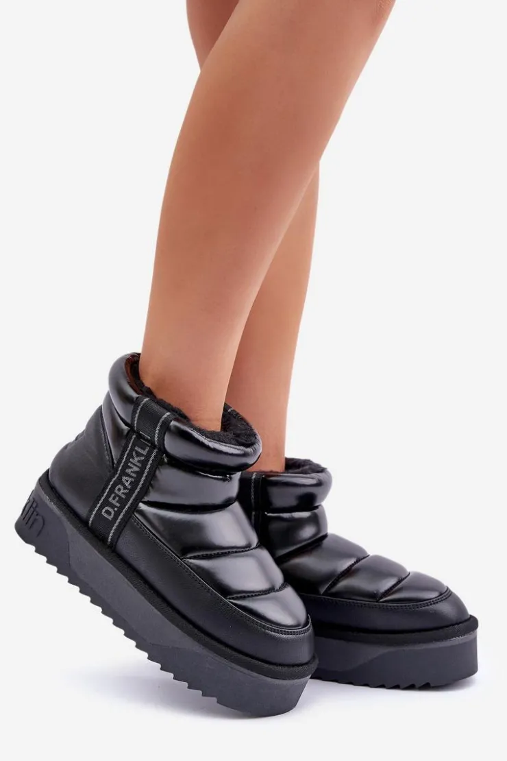 Sale D.Franklin Niskie Śniegowce Na Grubej Podeszwie DFSH371011 Czarne