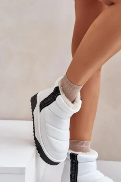 New D.Franklin Niskie Śniegowce Na Grubej Podeszwie DFSH371011 Białe