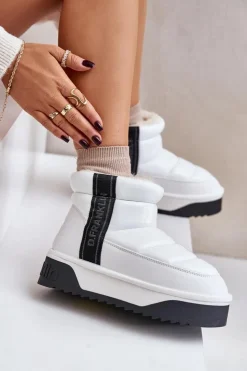 New D.Franklin Niskie Śniegowce Na Grubej Podeszwie DFSH371011 Białe