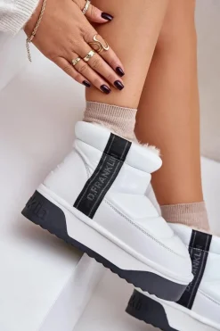 New D.Franklin Niskie Śniegowce Na Grubej Podeszwie DFSH371011 Białe