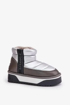 Outlet D.Franklin Niskie Śniegowce Na Grubej Podeszwie DFSH371010 Srebrne Srebrny