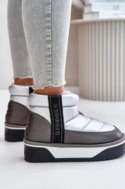 Outlet D.Franklin Niskie Śniegowce Na Grubej Podeszwie DFSH371010 Srebrne Srebrny