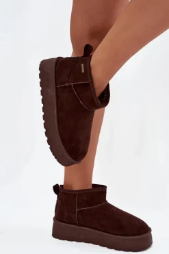 Damskie Big Star Shoes Niskie Śniegowce Na Platformie Big Star OO274A101 Czekoladowe