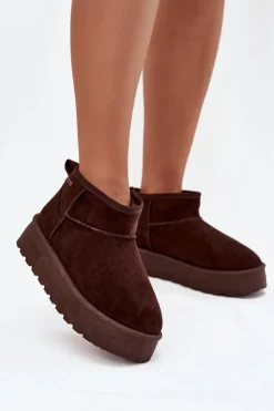 Damskie Big Star Shoes Niskie Śniegowce Na Platformie Big Star OO274A101 Czekoladowe