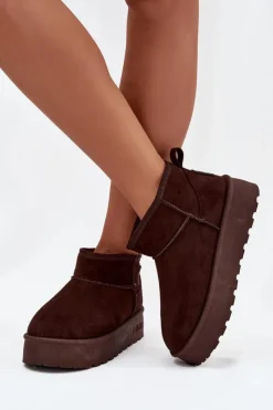 Damskie Big Star Shoes Niskie Śniegowce Na Platformie Big Star OO274A101 Czekoladowe