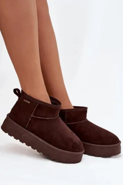 Damskie Big Star Shoes Niskie Śniegowce Na Platformie Big Star OO274A101 Czekoladowe