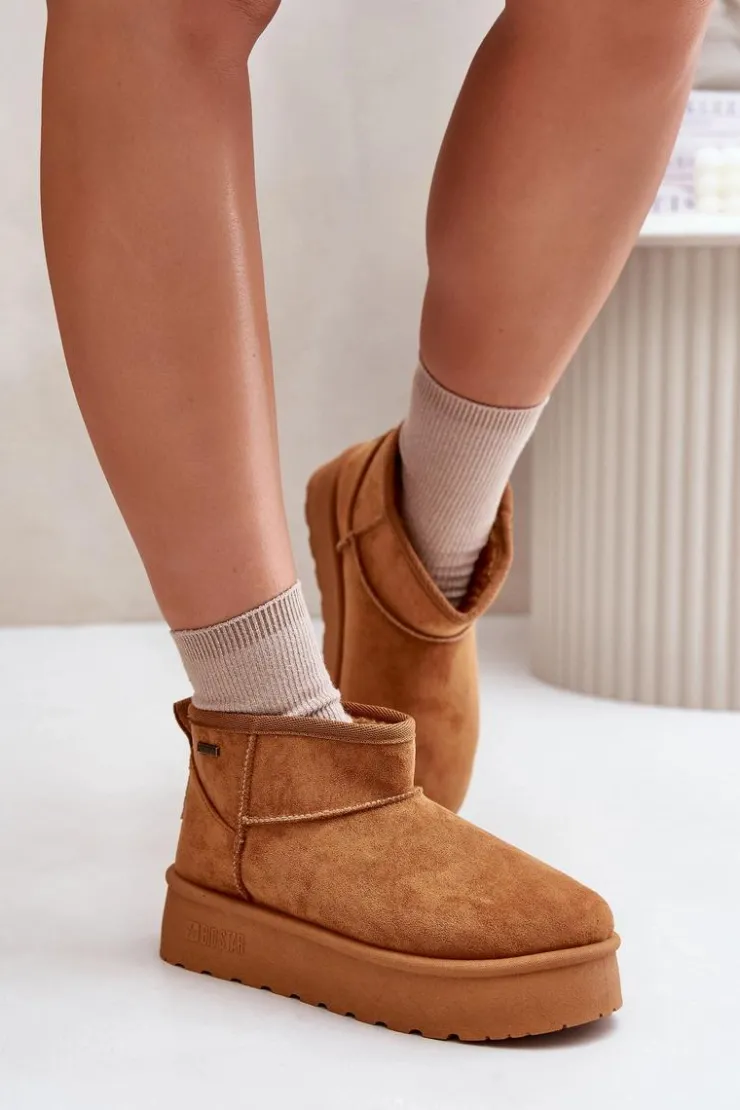 Big Star Shoes Niskie Śniegowce Na Platformie Big Star OO274A098 Camel Brązowy