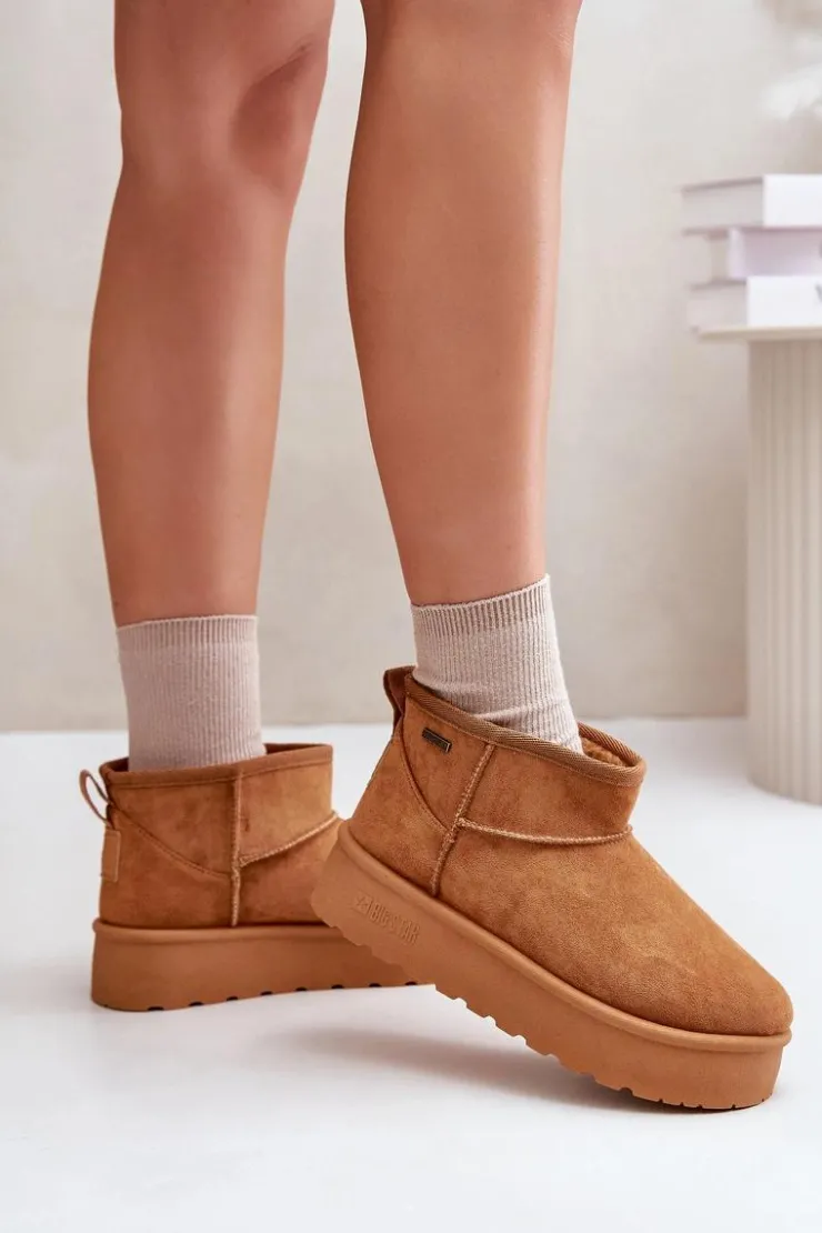 Big Star Shoes Niskie Śniegowce Na Platformie Big Star OO274A098 Camel Brązowy