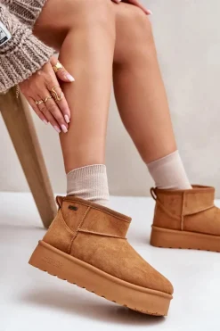 Big Star Shoes Niskie Śniegowce Na Platformie Big Star OO274A098 Camel Brązowy