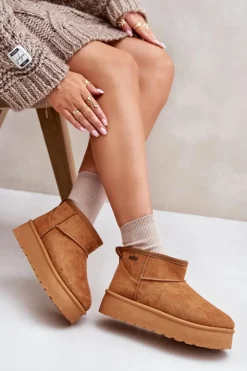 Big Star Shoes Niskie Śniegowce Na Platformie Big Star OO274A098 Camel Brązowy