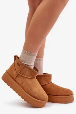 Big Star Shoes Niskie Śniegowce Na Platformie Big Star OO274A098 Camel Brązowy