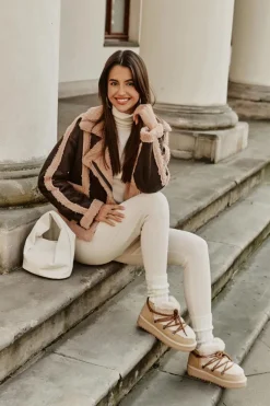 Online D.Franklin Niskie Śniegowce Na Platformie Z Futerkiem DFSH370011 Beżowe Beżowy