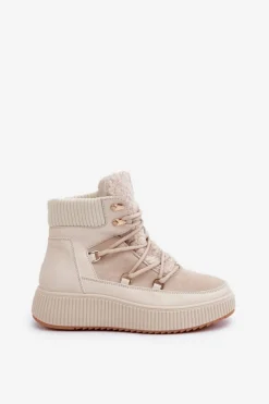 Outlet Boto Niskie Śniegowce Na Platformie Jasnobeżowe Naliora