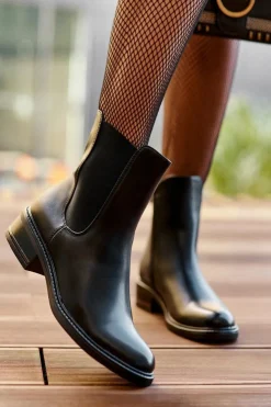 Discount Boto Niskie Skórzane Botki Sztyblety Damskie Czarne Tyber