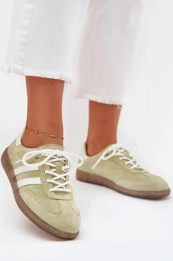 Boto Sneakersy Damskie*Niskie Skórzane Sneakersy Damskie Limonkowe Ismina