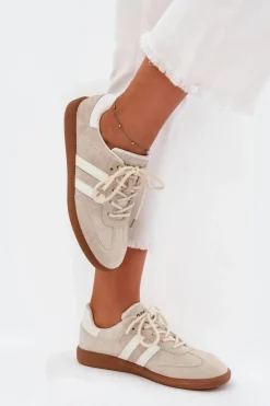Boto Sneakersy Damskie*Niskie Skórzane Sneakersy Damskie Beżowe Ismina