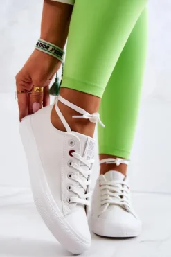 Hot Big Star Shoes Niskie Skórzane Tenisówki Big Star JJ274007 Białe Biały