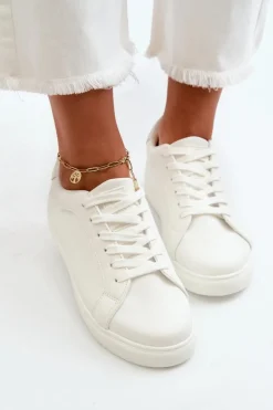 Damskie Evento Niskie Sneakersy Buty Sportowe Damskie Z Eko Skóry Białe Diunna