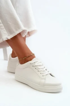 Damskie Evento Niskie Sneakersy Buty Sportowe Damskie Z Eko Skóry Białe Diunna