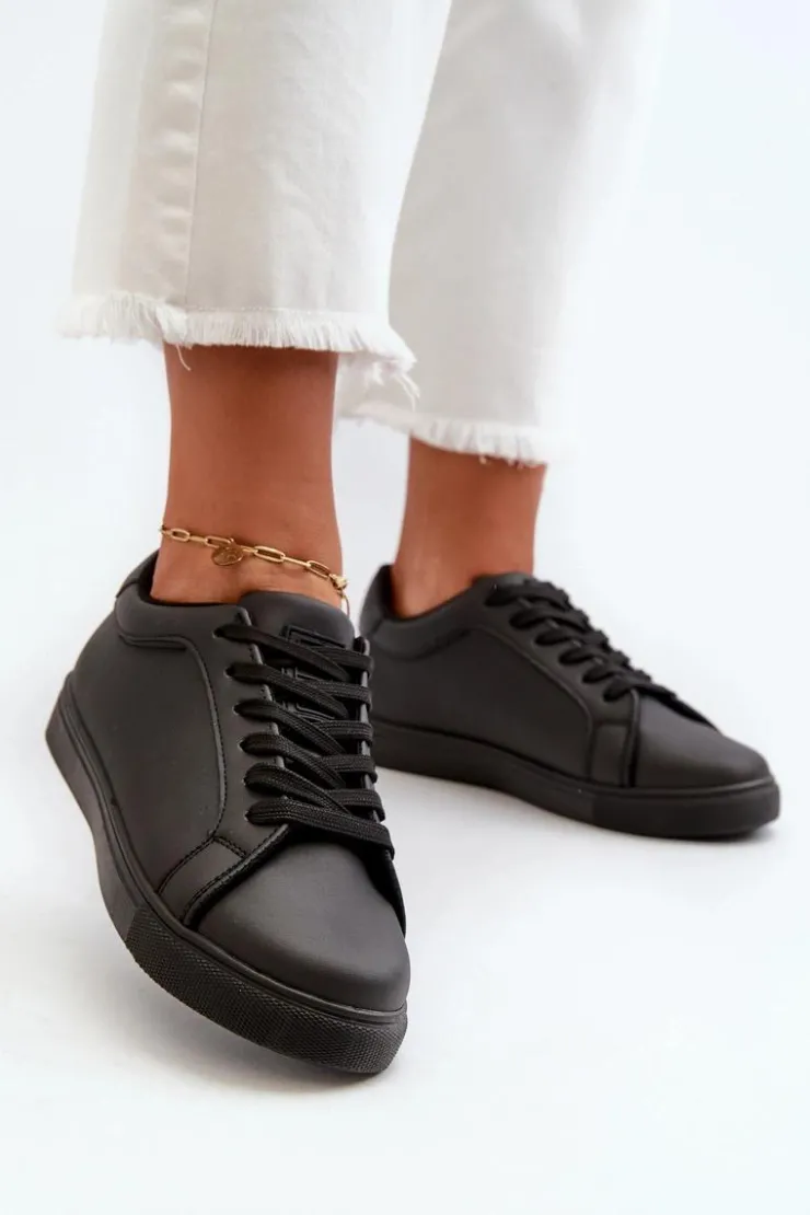 Evento Niskie Sneakersy Buty Sportowe Damskie Z Eko Skóry Czarne Diunna