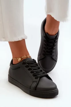 Evento Niskie Sneakersy Buty Sportowe Damskie Z Eko Skóry Czarne Diunna