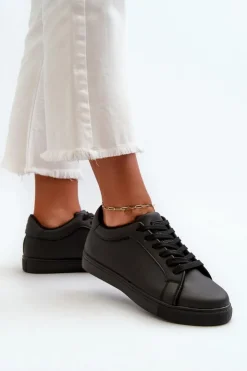 Evento Niskie Sneakersy Buty Sportowe Damskie Z Eko Skóry Czarne Diunna