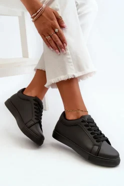 Evento Niskie Sneakersy Buty Sportowe Damskie Z Eko Skóry Czarne Diunna