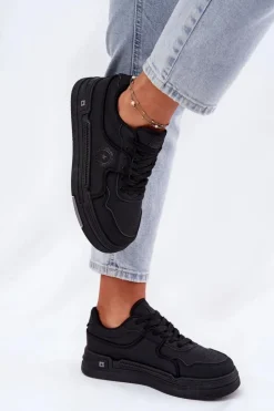 New Big Star Shoes Niskie Sneakersy Damskie Big Star RR274A311 HI-POLY SYSTEM Czarne Czarny