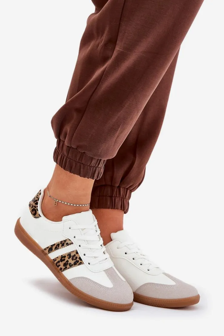 Boto Niskie Sneakersy Damskie Z Eko Skóry Panterka Białe Nonalorin Biały