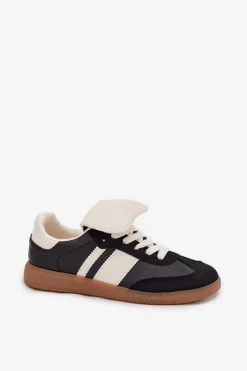 Damskie Boto Niskie Sneakersy Damskie Z Wywiniętym Językiem Czarne Ardira