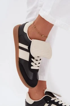 Damskie Boto Niskie Sneakersy Damskie Z Wywiniętym Językiem Czarne Ardira