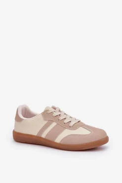 Damskie Boto Niskie Sneakersy Damskie Z Eko Skóry Beżowe Nonalorin